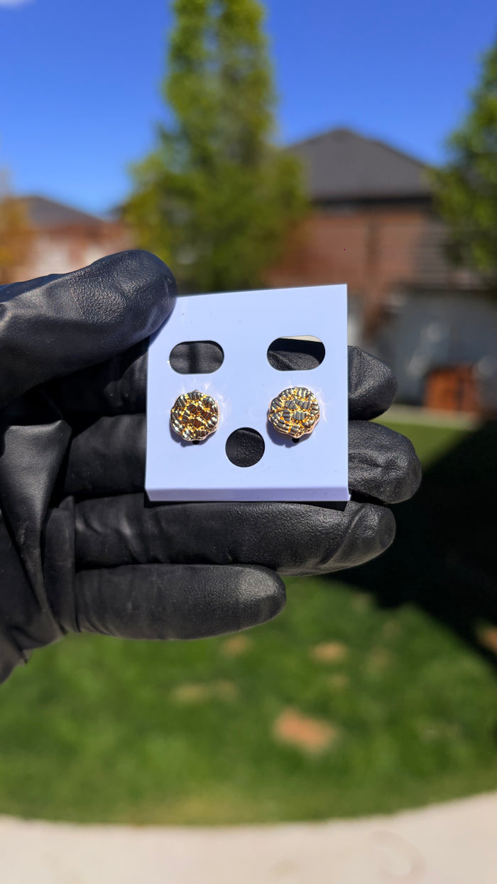 Diamond-Brushed Nugget Stud Earrings